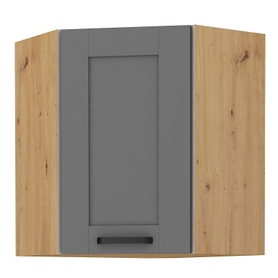 Horní rohová skříňka LAILI - 60x60 cm, šedá / dub artisan
