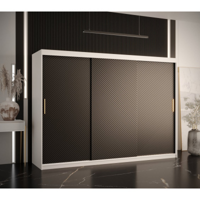 Skříň s posuvnými dveřmi PAOLA - šířka 250 cm, bílá / černá