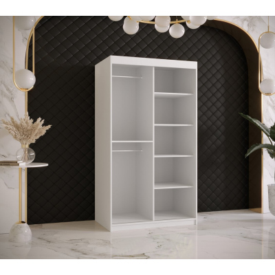 Skříň s posuvnými dveřmi a zrcadlem PAOLA - šířka 100 cm, bílá / černá