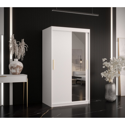 Skříň s posuvnými dveřmi a zrcadlem PAOLA - šířka 100 cm, bílá