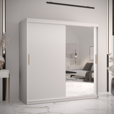 Skříň s posuvnými dveřmi a zrcadlem PAOLA - šířka 180 cm, bílá