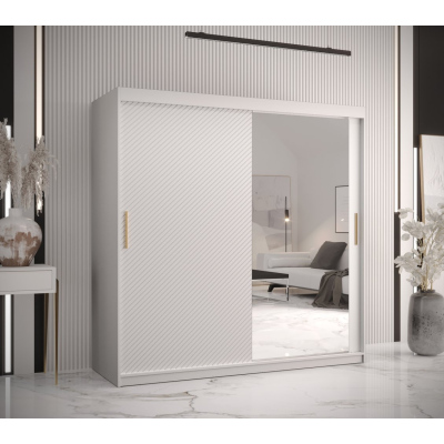 Skříň s posuvnými dveřmi a zrcadlem PAOLA - šířka 180 cm, bílá