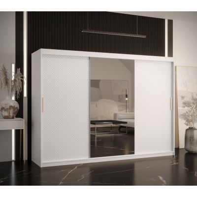 Skříň s posuvnými dveřmi a zrcadlem PAOLA - šířka 250 cm, bílá