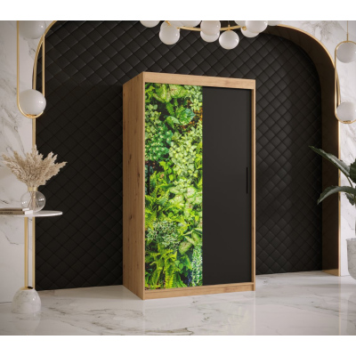 Šatní skříň s posuvnými dveřmi MAYA 1 - šířka 100 cm, dub artisan / černá