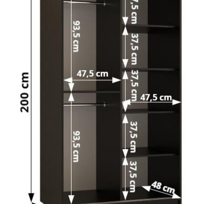 Šatní skříň s posuvnými dveřmi MAYA 1 - šířka 100 cm, bílá / černá