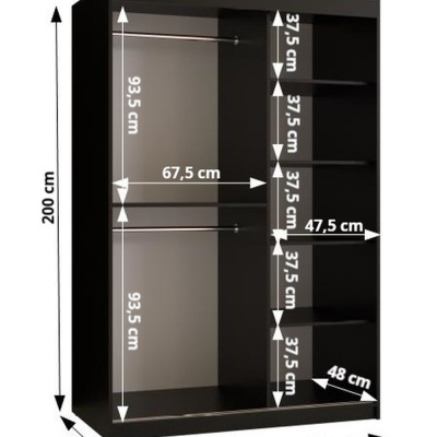 Šatní skříň s posuvnými dveřmi MAYA 1 - šířka 120 cm, dub artisan / černá