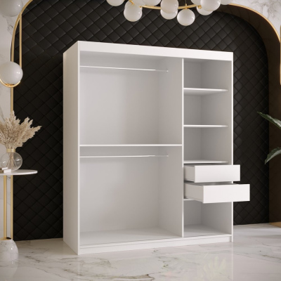 Šatní skříň s posuvnými dveřmi MAYA 1 - šířka 150 cm, bílá / černá