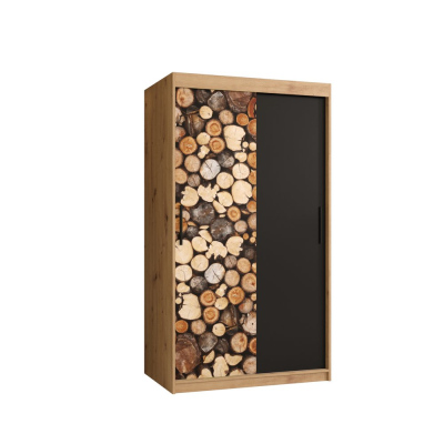 Dvoudveřová skříň ROZA 1 - šířka 100 cm, dub artisan / černá