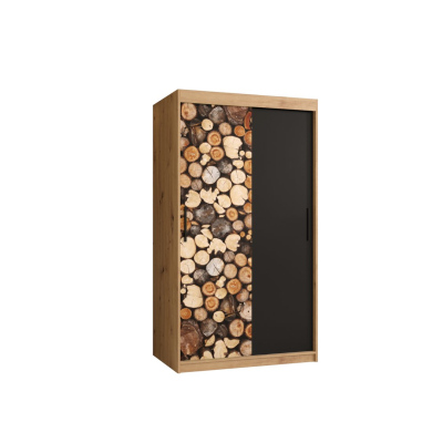 Dvoudveřová skříň ROZA 1 - šířka 100 cm, dub artisan / černá