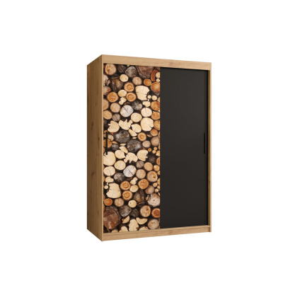 Dvoudveřová skříň ROZA 1 - šířka 120 cm, dub artisan / černá