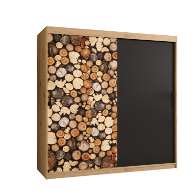 Dvoudveřová skříň ROZA 1 - šířka 180 cm, dub artisan / černá