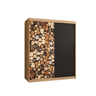 Dvoudveřová skříň ROZA 1 - šířka 150 cm, dub artisan / černá