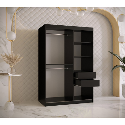Designová šatní skříň se zlatým zrcadlem MADLA 1 - šířka 120 cm, černá