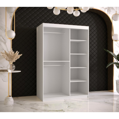 Designová šatní skříň se zlatým zrcadlem MADLA 4 - šířka 120 cm, bílá