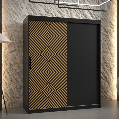 Prostorná šatní skříň s posuvnými dveřmi MARIEM 1 - šířka 150 cm, černá
