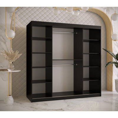 Prostorná šatní skříň s posuvnými dveřmi MARIEM 1 - šířka 180 cm, černá