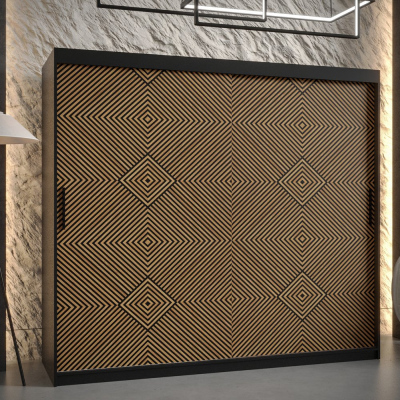 Prostorná šatní skříň s posuvnými dveřmi MARIEM 2 - šířka 200 cm, černá