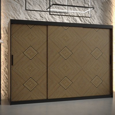 Prostorná šatní skříň s posuvnými dveřmi MARIEM 2 - šířka 250 cm, černá