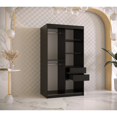 Prostorná šatní skříň s posuvnými dveřmi MARIEM 3 - šířka 100 cm, černá