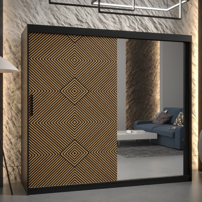 Prostorná šatní skříň s posuvnými dveřmi MARIEM 3 - šířka 200 cm, černá