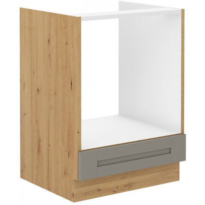 Sporáková skříňka LAILI - šířka 60 cm, světle šedá / dub artisan