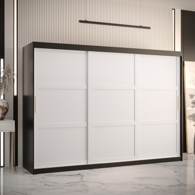 Šatní skříň RAISA 1 - šířka 250 cm, černá / bílá