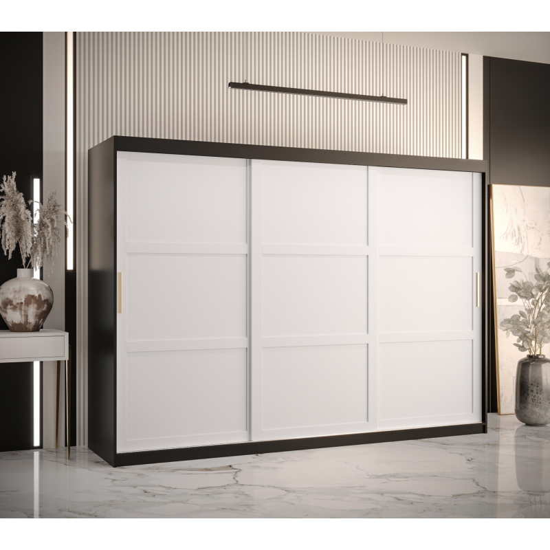Šatní skříň RAISA 1 - šířka 250 cm, černá / bílá
