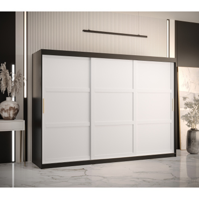 Šatní skříň RAISA 1 - šířka 250 cm, černá / bílá