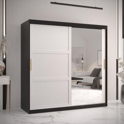 Šatní skříň RAISA 2 - šířka 180 cm, černá / bílá