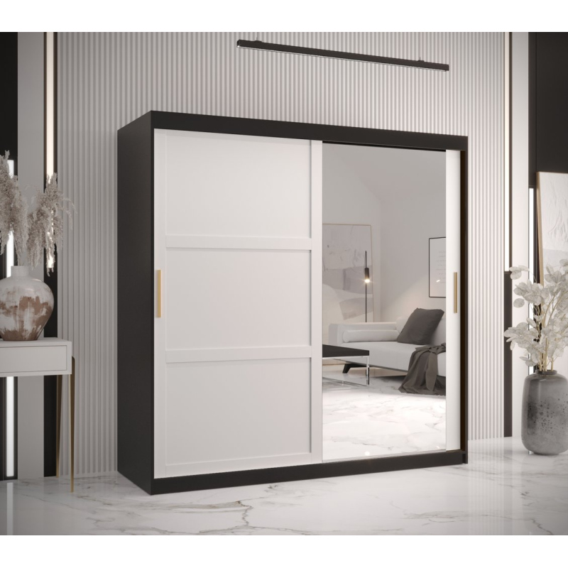 Šatní skříň RAISA 2 - šířka 180 cm, černá / bílá