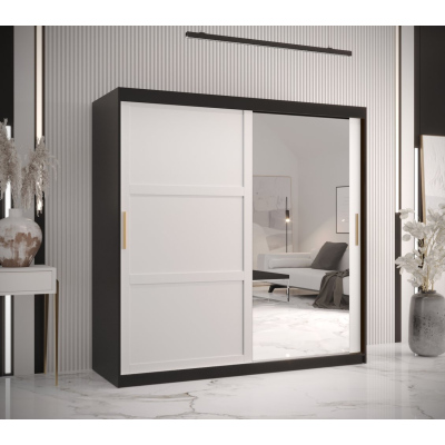 Šatní skříň RAISA 2 - šířka 180 cm, černá / bílá