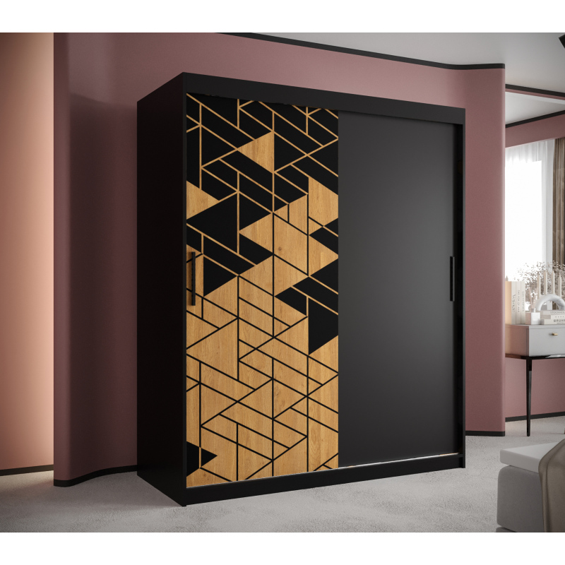 Prostorná skříň s posuvnými dveřmi SAVENA 1 - šířka 150 cm, černá