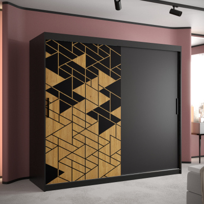 Prostorná skříň s posuvnými dveřmi SAVENA 1 - šířka 200 cm, černá