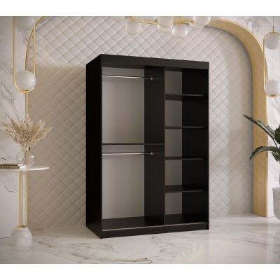 Prostorná skříň s posuvnými dveřmi SAVENA 2 - šířka 120 cm, černá