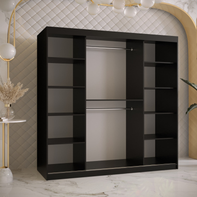 Prostorná skříň s posuvnými dveřmi SAVENA 3 - šířka 180 cm, černá