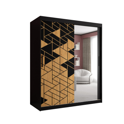 Prostorná skříň s posuvnými dveřmi SAVENA 3 - šířka 150 cm, černá