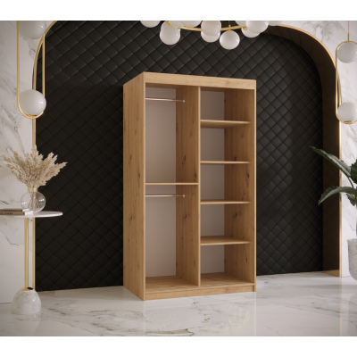 Šatní skříň s posuvnými dveřmi SUZAN 1 - šířka 100 cm, dub artisan / černá