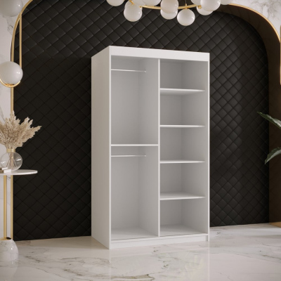 Šatní skříň s posuvnými dveřmi SUZAN 1 - šířka 100 cm, bílá / černá