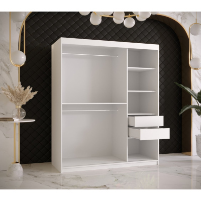 Šatní skříň s posuvnými dveřmi SUZAN 1 - šířka 150 cm, bílá / černá