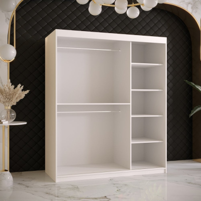 Šatní skříň s posuvnými dveřmi SUZAN 1 - šířka 150 cm, bílá / černá