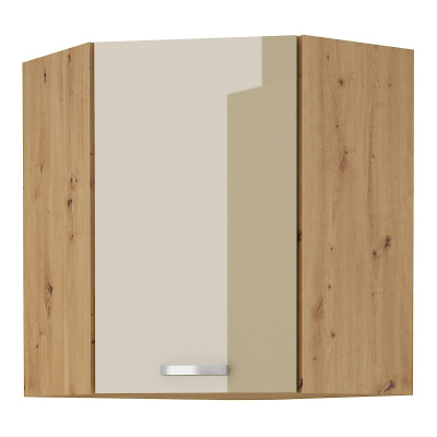 Horní rohová skříňka ADARA - 60x60 cm, cappucino / dub artisan