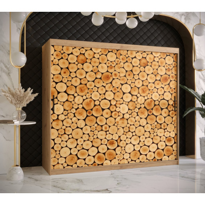 Šatní skříň s posuvnými dveřmi SUZAN 2 - šířka 200 cm, dub artisan