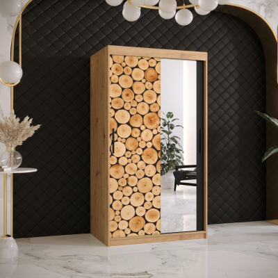 Šatní skříň s posuvnými dveřmi SUZAN 3 - šířka 100 cm, dub artisan