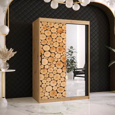Šatní skříň s posuvnými dveřmi SUZAN 3 - šířka 120 cm, dub artisan