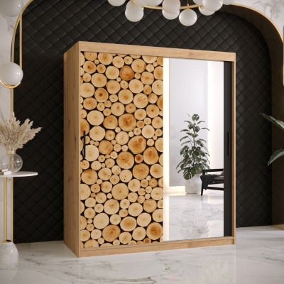Šatní skříň s posuvnými dveřmi SUZAN 3 - šířka 150 cm, dub artisan