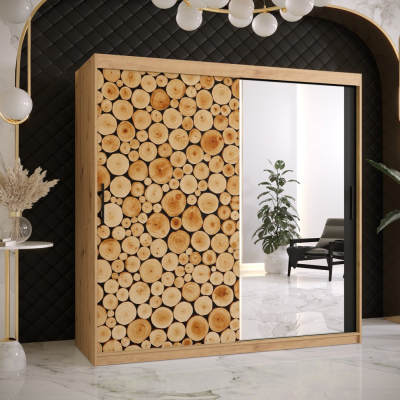 Šatní skříň s posuvnými dveřmi SUZAN 3 - šířka 180 cm, dub artisan