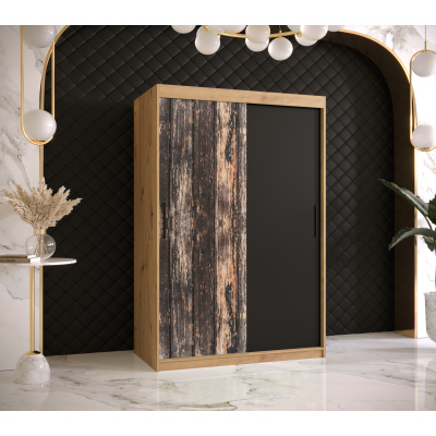 Prostorná šatní skříň MAILIN 1 - šířka 120 cm, dub artisan / černá