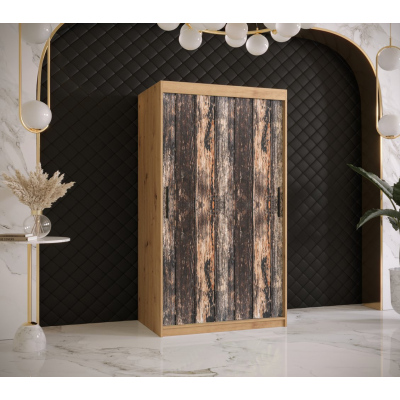 Prostorná šatní skříň MAILIN 2 - šířka 100 cm, dub artisan
