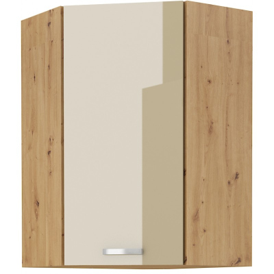 Vysoká rohová skříňka ADARA - 60x60 cm, cappucino / dub artisan