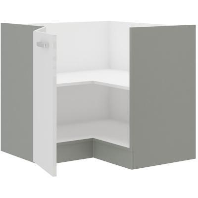 Dolní rohová skříňka ULLERIKE - 89x89 cm, bílá / šedá